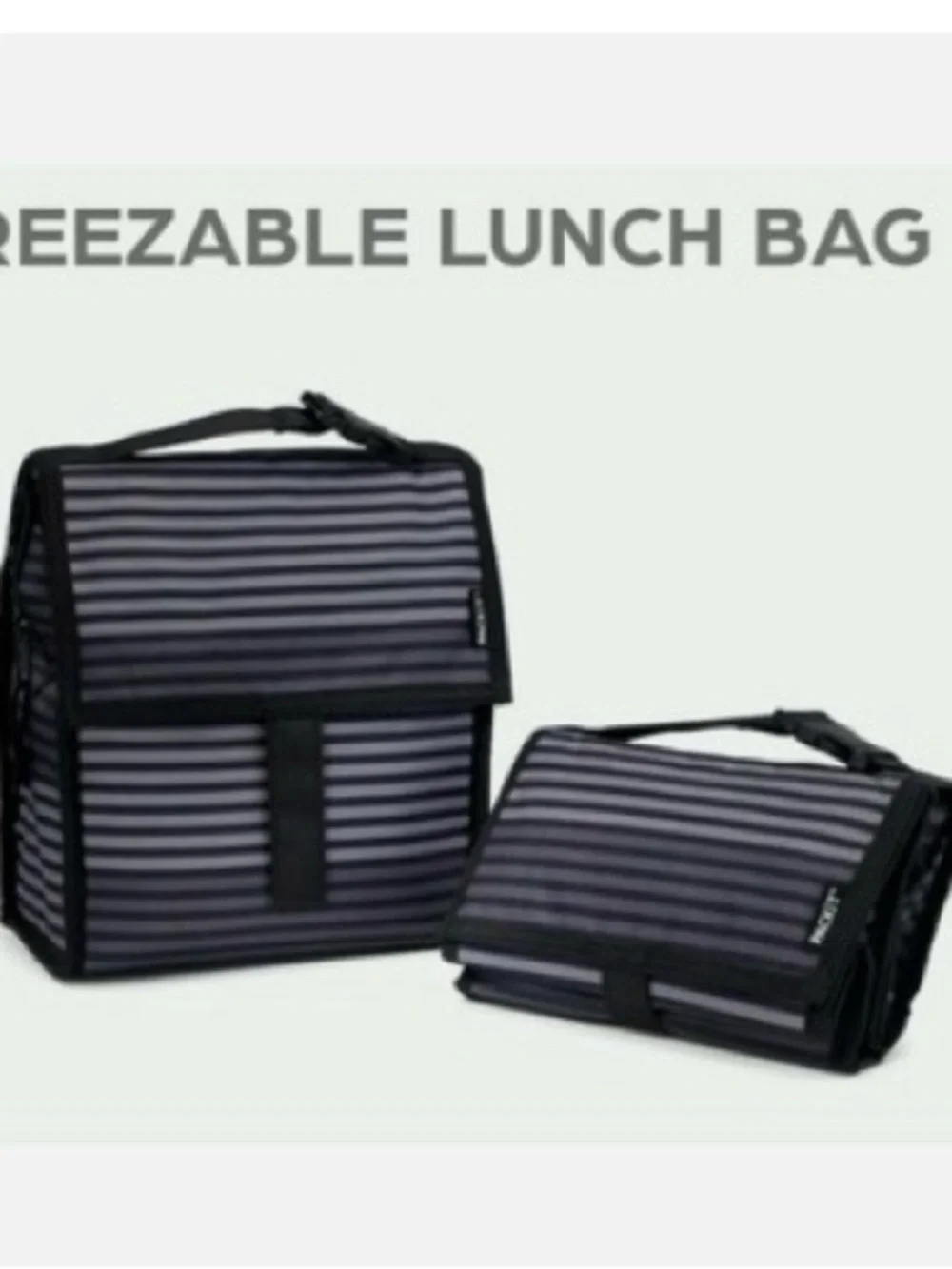 PACKIT FREEZABLE LUNCH BAG CHARCOAL BLACK W/HANDLE NWOT
